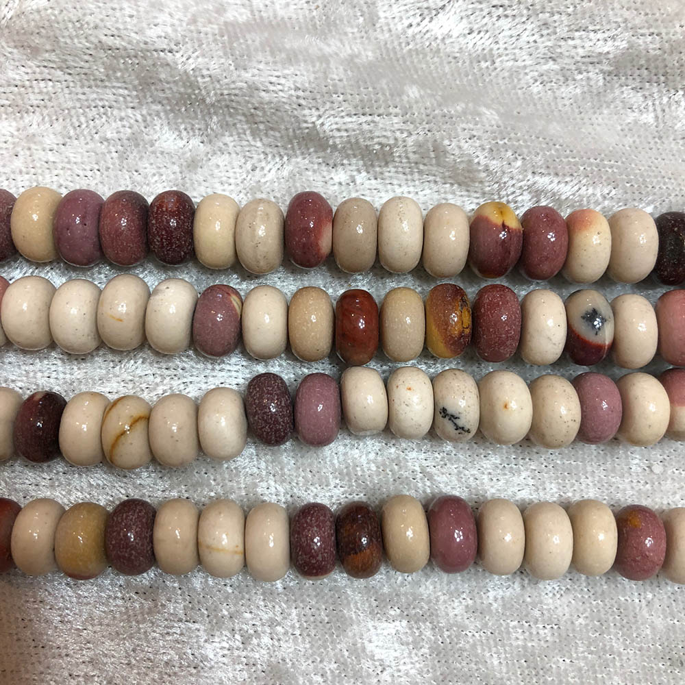 Tan and Pink Jasper Large Rondelle Beads