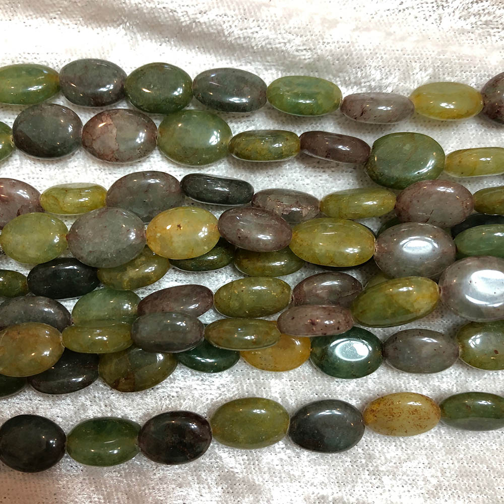 Green Multi-Hued Jade Flat Ovals