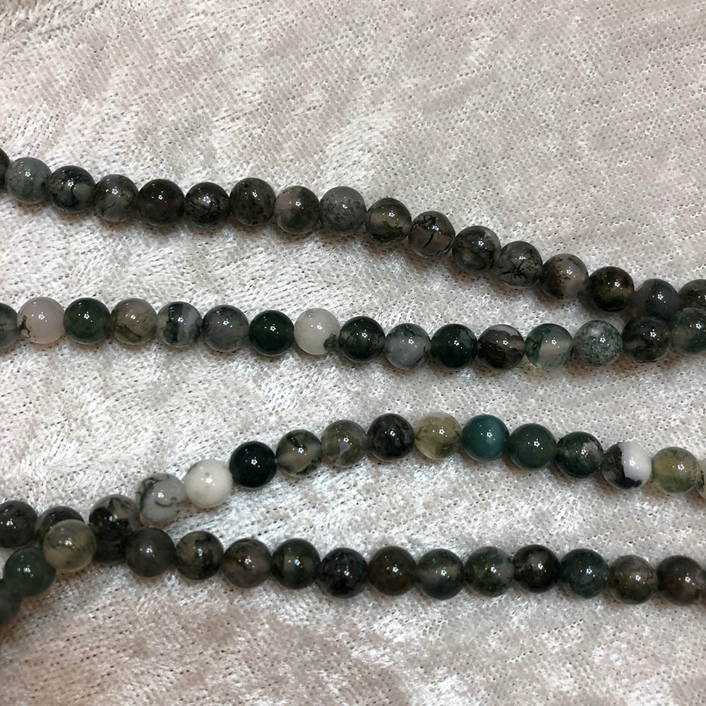 Moss Agate Small Round Beads