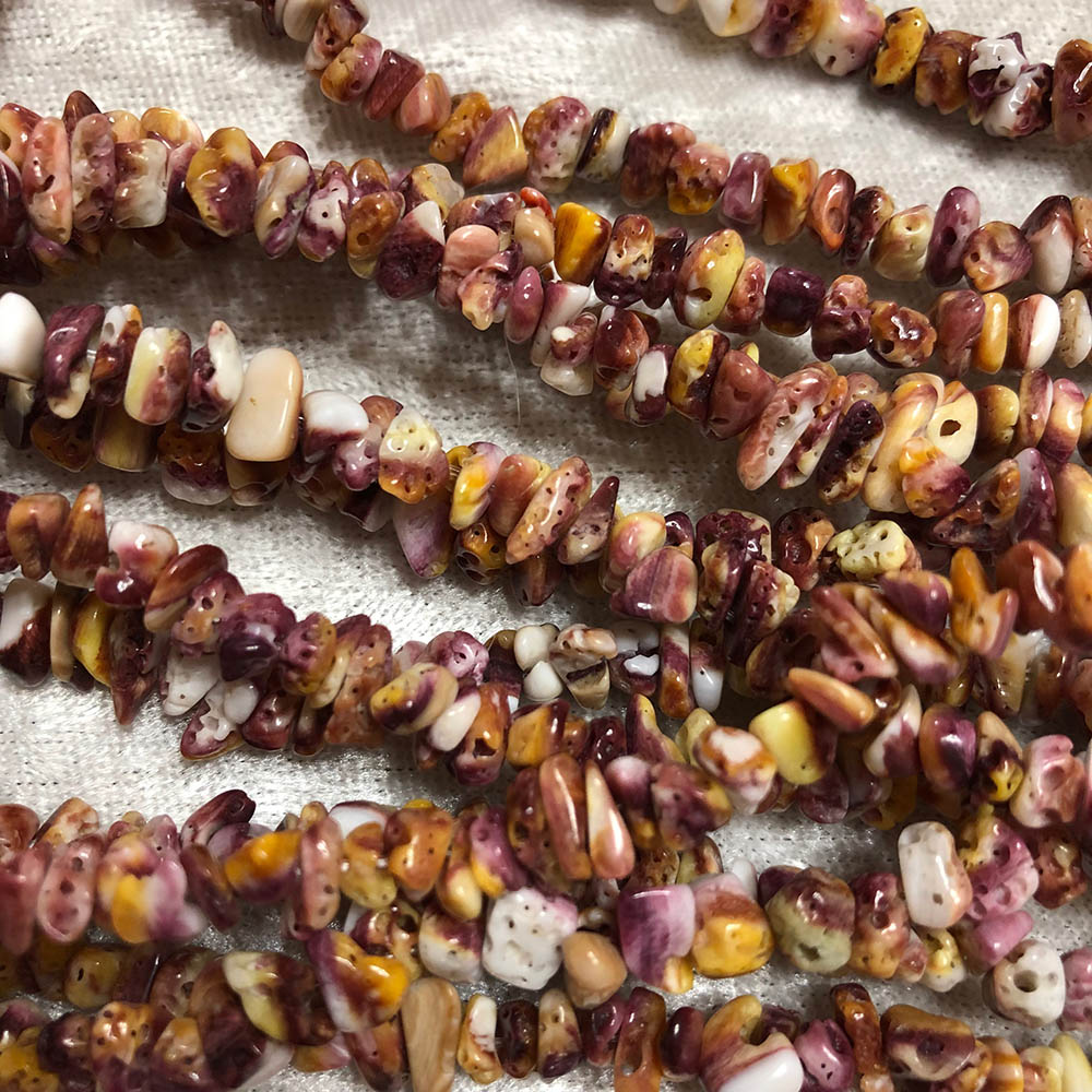 Purple and Yellow Spiny Oyster Shell Chip Beads