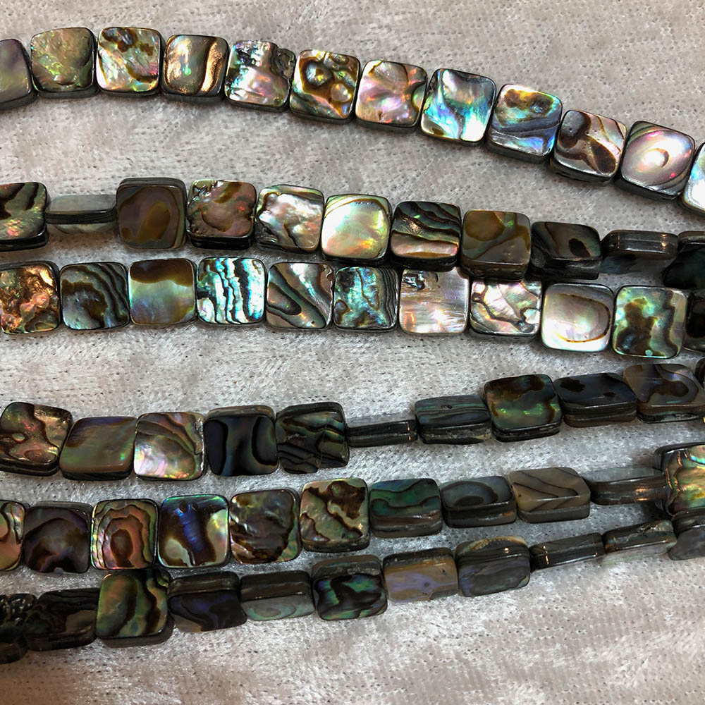 Abalone Shell Flat Square Beads