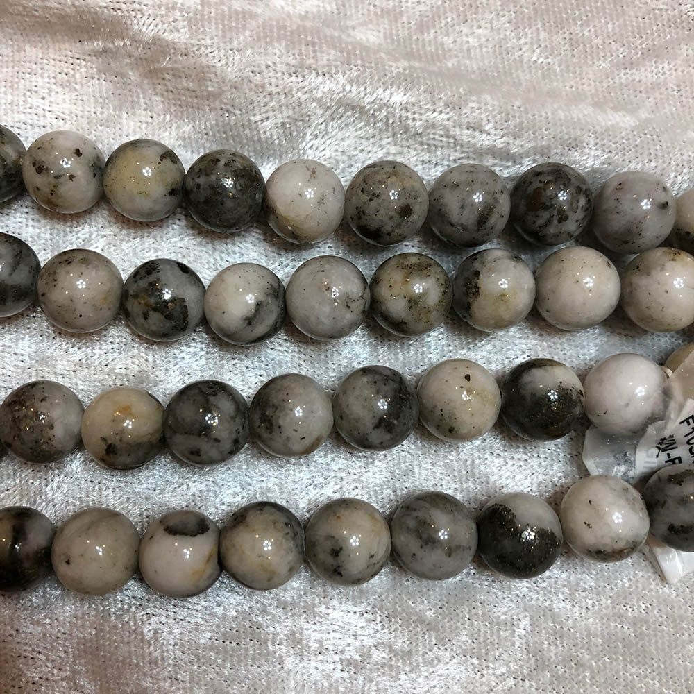 Gray Picture Jasper Round Beads