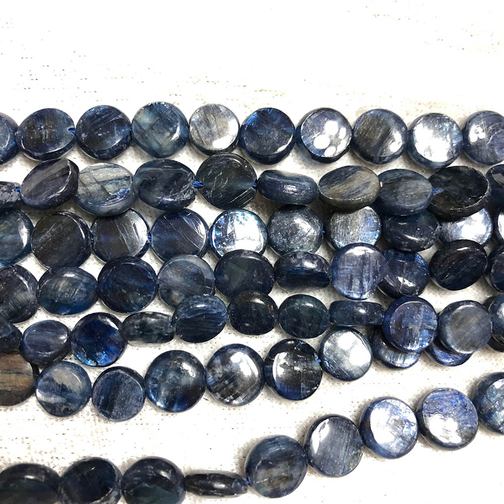 Blue Kyanite Flat Circle Beads