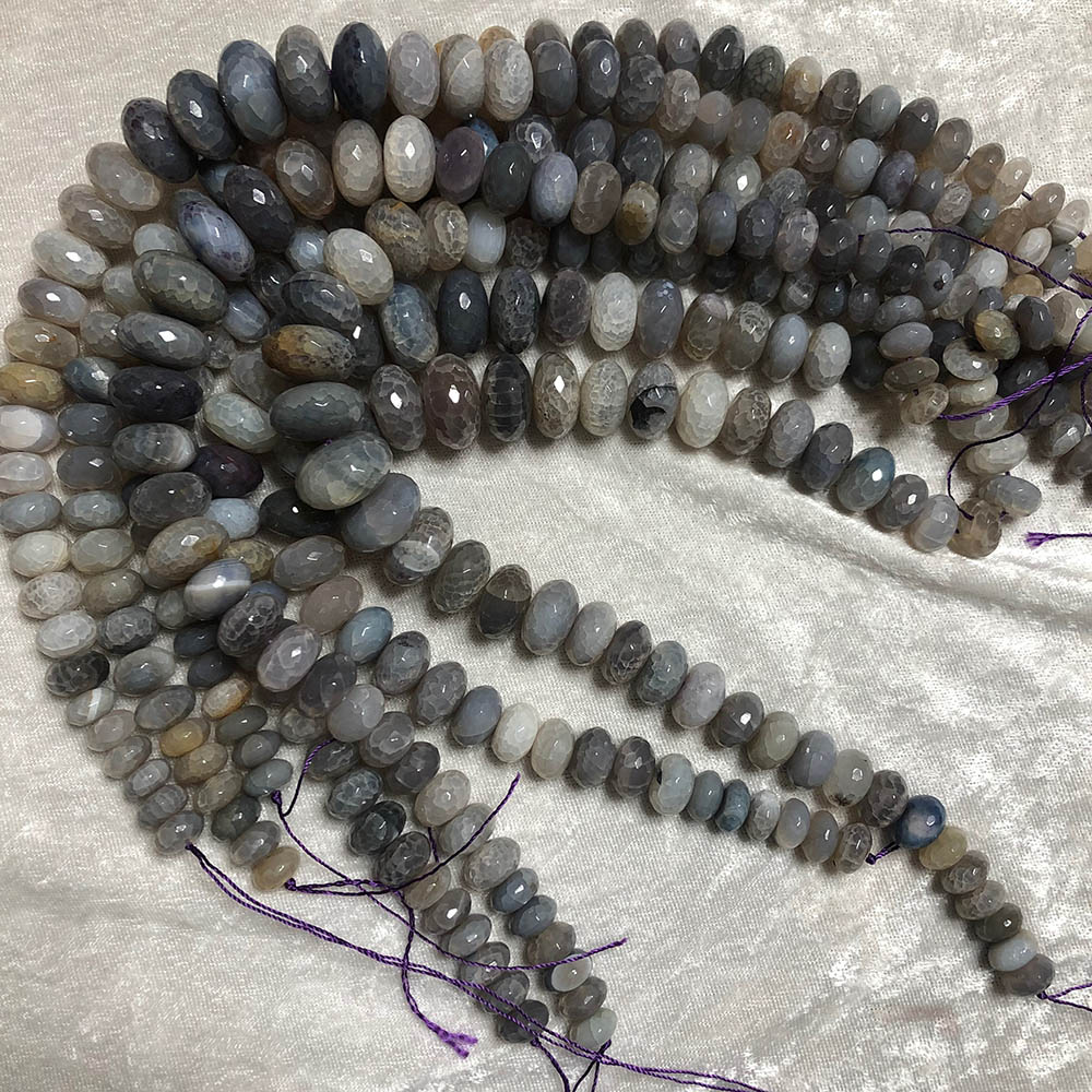 Botswana Agate Large Faceted Graduated Thin Rondelle Beads