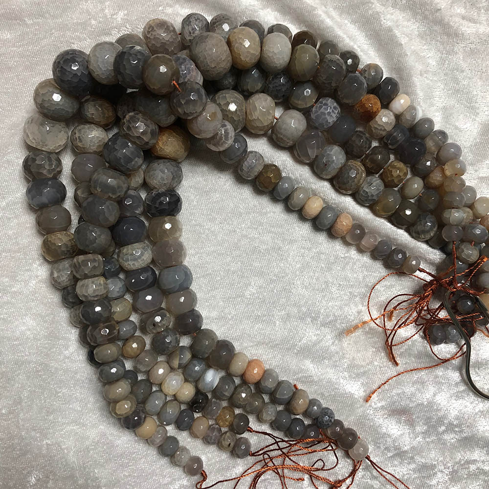 Botswana Agate Large Faceted Graduated Wide Rondelle Beads