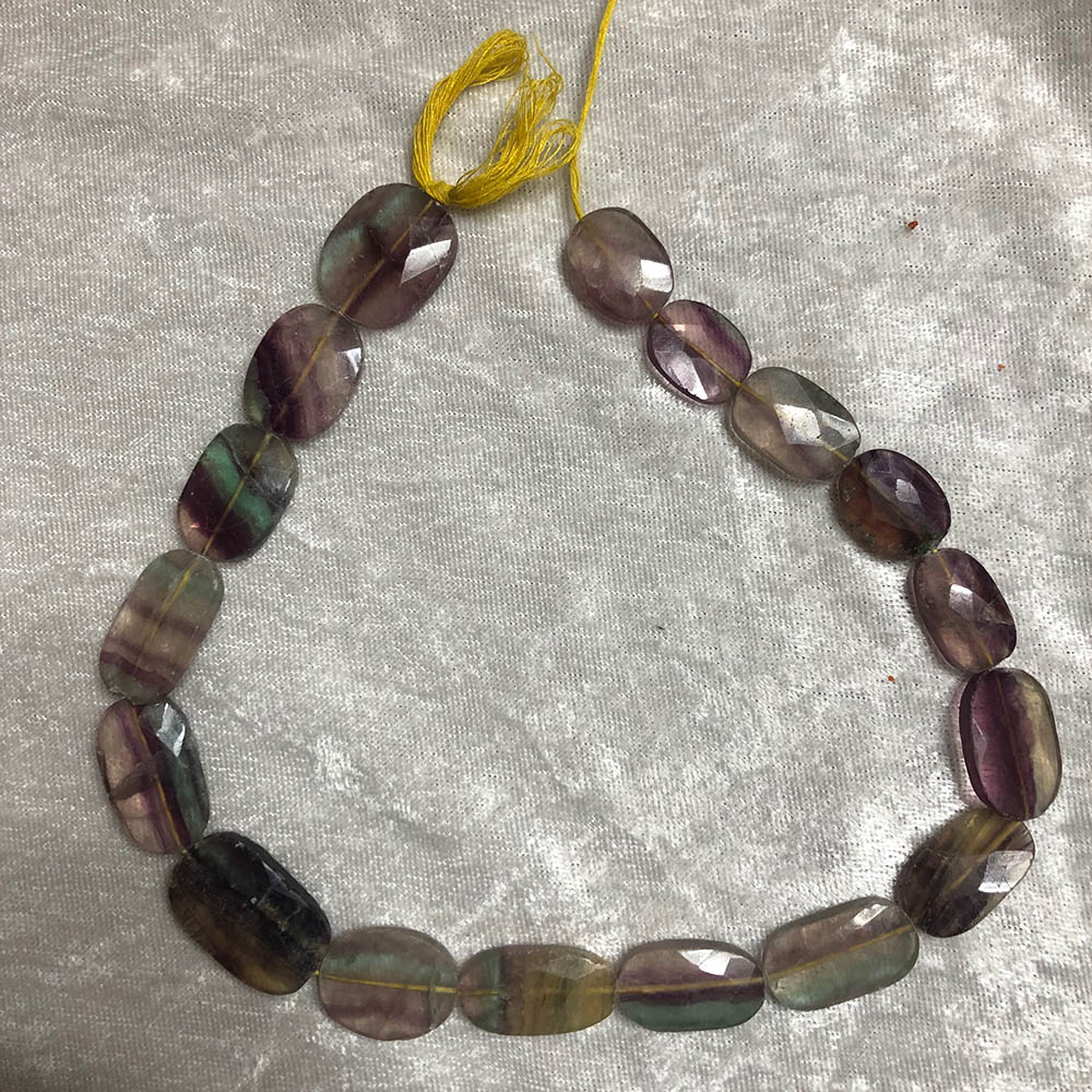 Rainbow Fluorite Faceted Graduated Flat Oval Beads