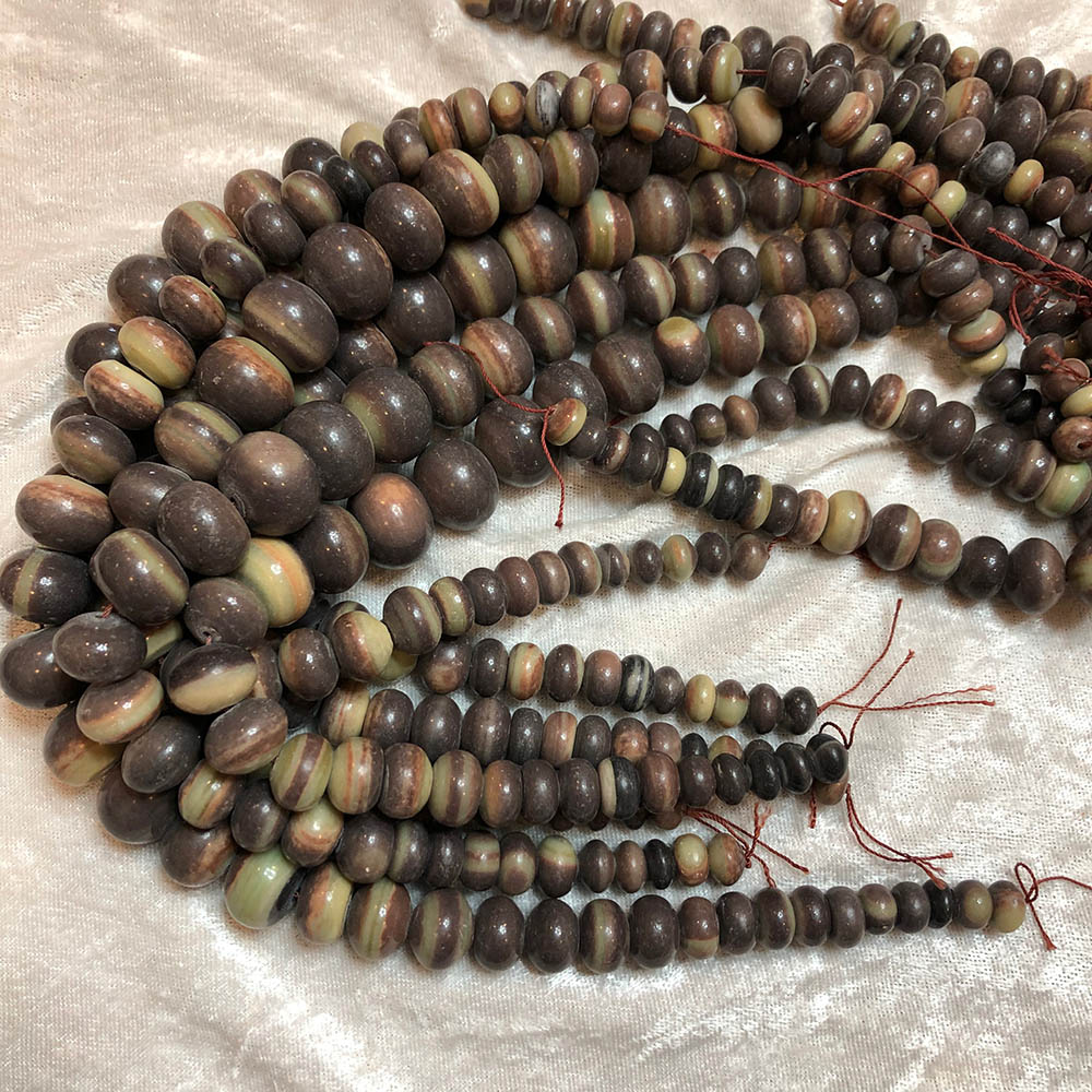 Large Graduated Brown and Tan Rondelle Beads