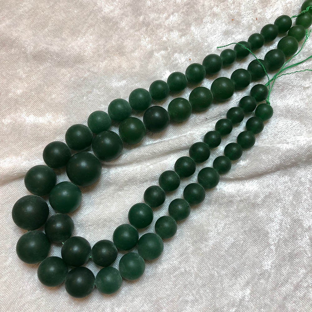 Green Matte Fiinish Graduated Large Glass Round Beads