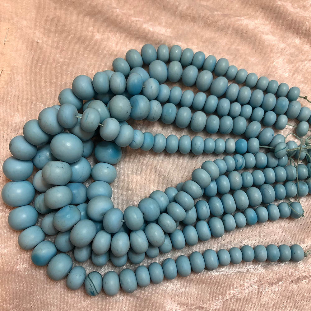 Dyed Blue Agate Matte Finish Graduated Large Rondelle Beads