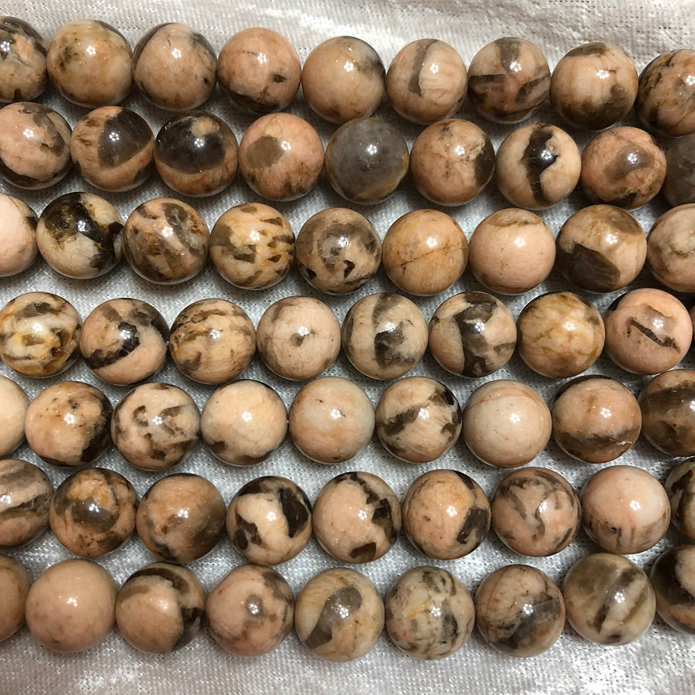 Orange and Black Jasper Round Beads