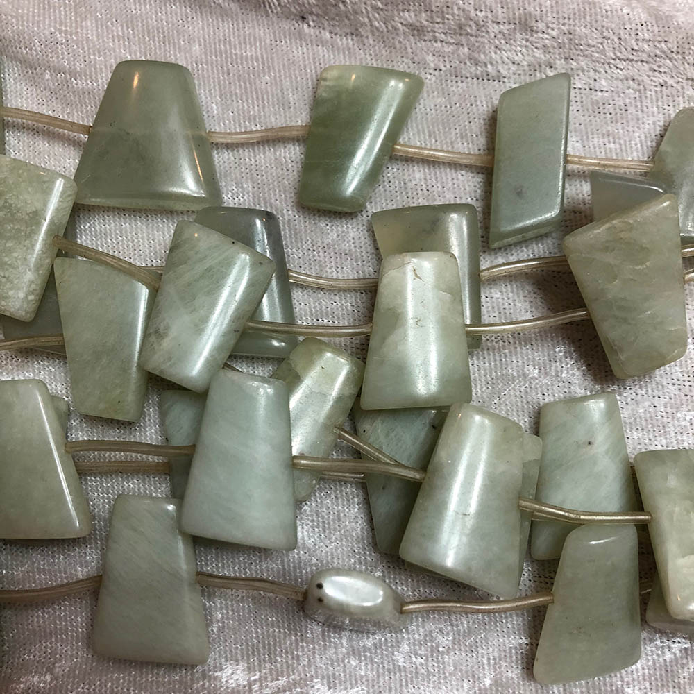 Light Green Aventurine Rounded Trapezoid Shape Beads