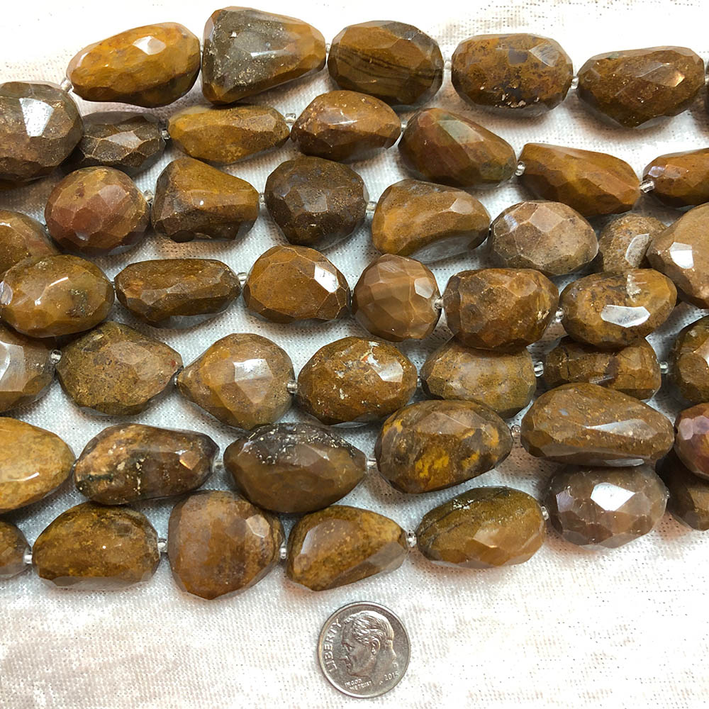 Coffee Jasper Large Faceted Nugget Beads