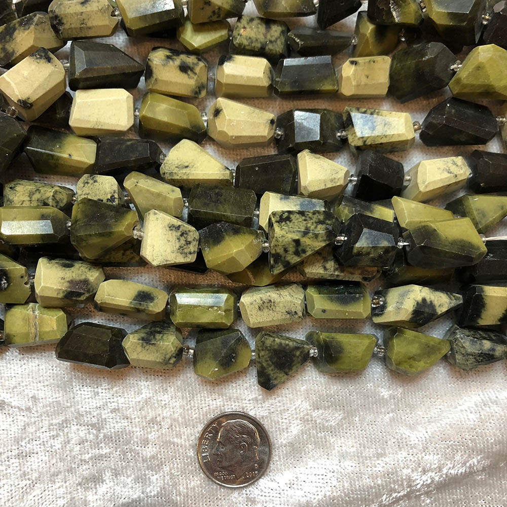 Cheetah Jasper Large Faceted Nugget Beads