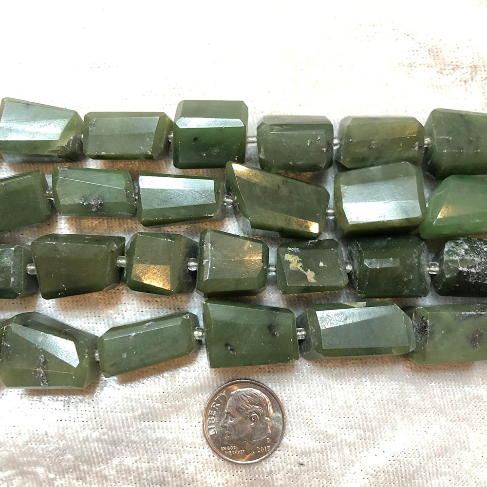 Large Jade Faceted Nugget Beads