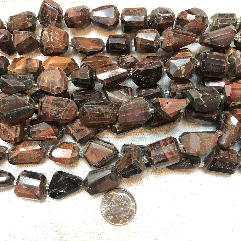 Tigereye Medium Faceted Dark Brown Nugget Beads