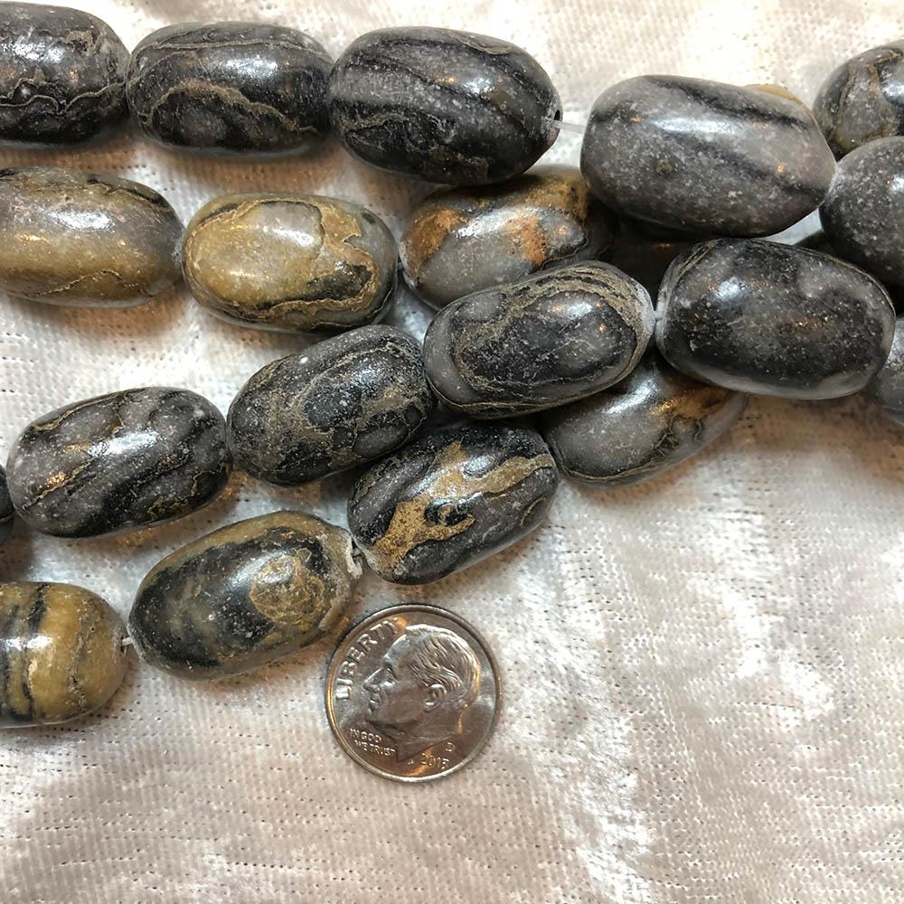 Gray Jasper Medium Capsule Beads