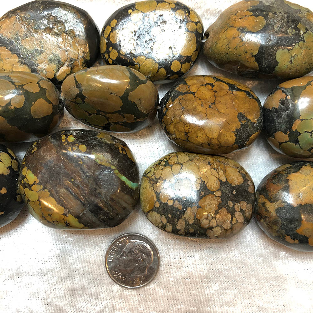 Large Polished Brown Turquoise Nugget Beads