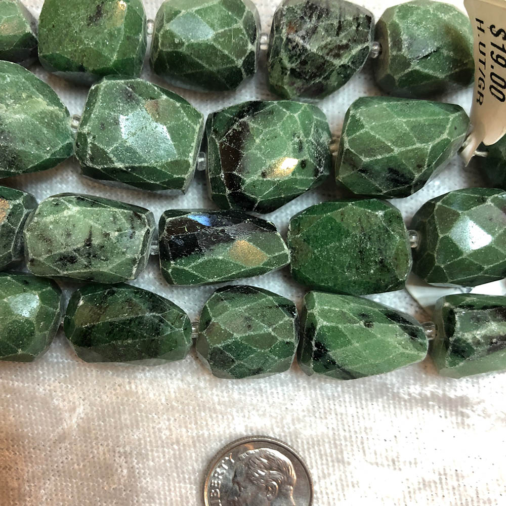 Medium Ruby Zoisite Multi-Faceted Nugget Beads