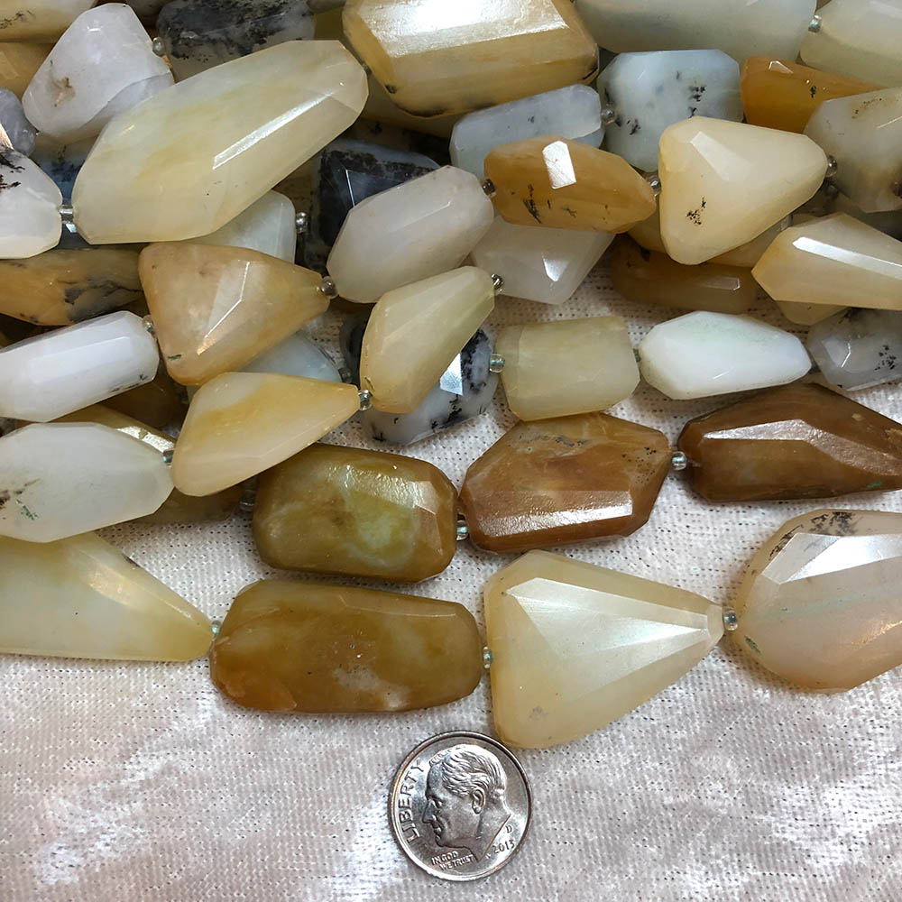 Peruvian Opal Large Faceted Nugget Beads