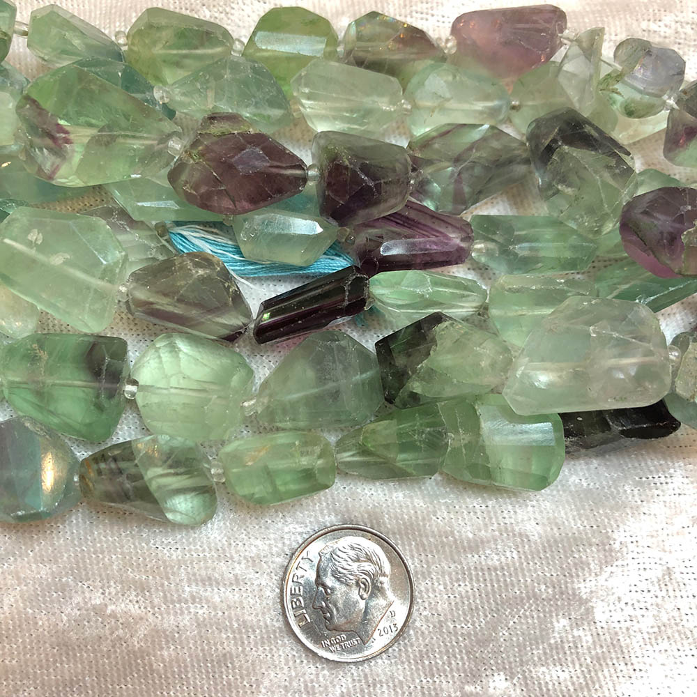 Medium Fluorite Faceted Nugget Beads