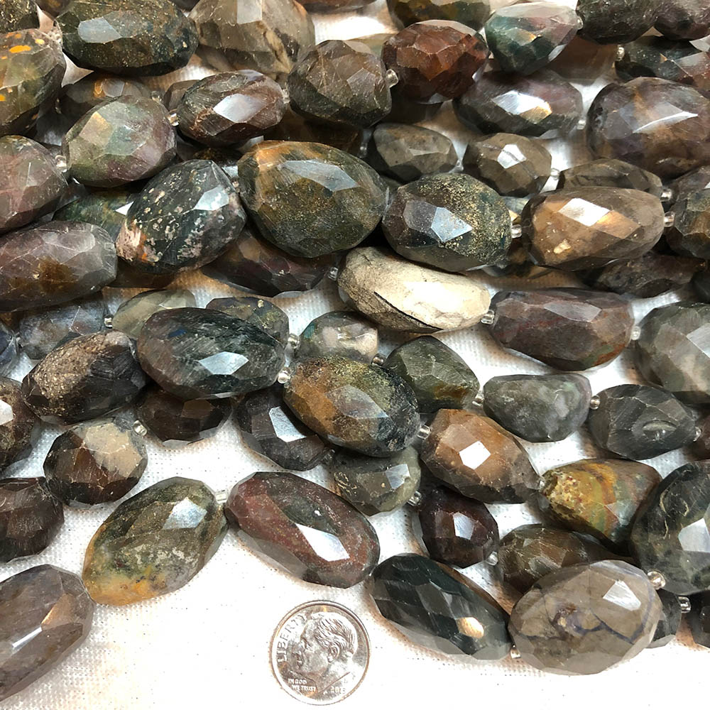 Large Agate Faceted Nugget Beads