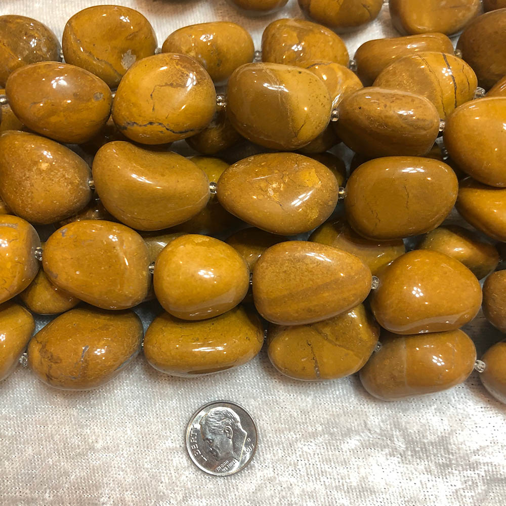 Large Yellow Jasper Polished Nugget Beads