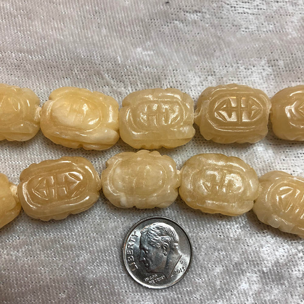 Large Yellow Jade Carved Rectangle Beads