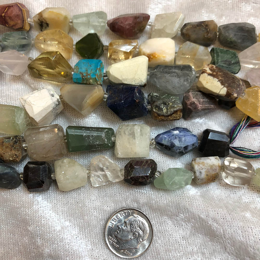 Medium Multi-Stone Faceted Nugget Beads