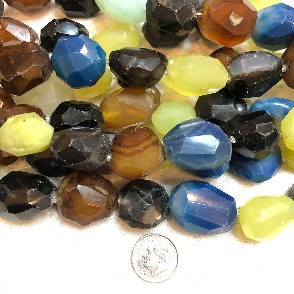 Large Multi Colored Chalcedony Faceted Nuggets