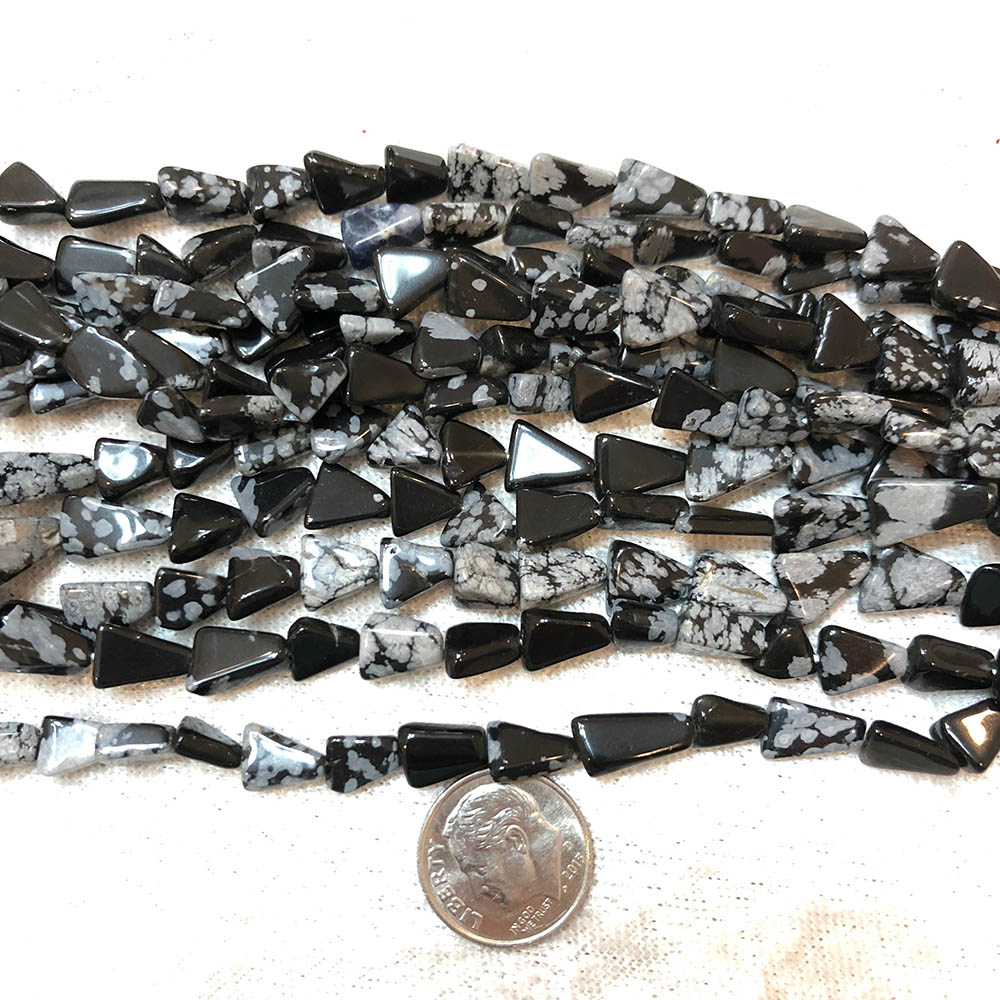 Snowflake Obsidian Triangle Beads