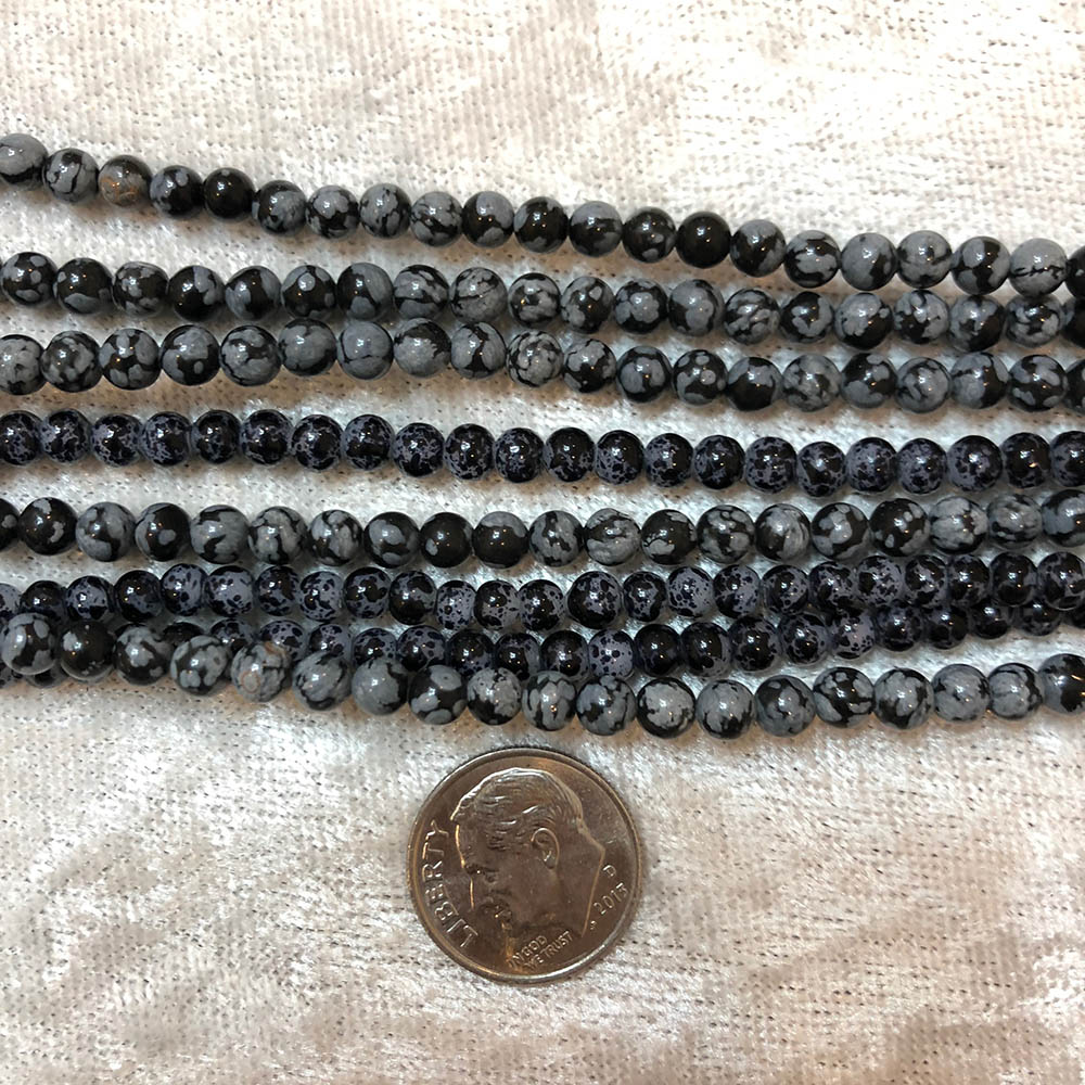 Snowflake Obsidian Small Round Beads