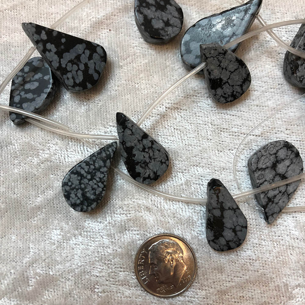 Snowflake Obsidian Top Drilled Drop Beads