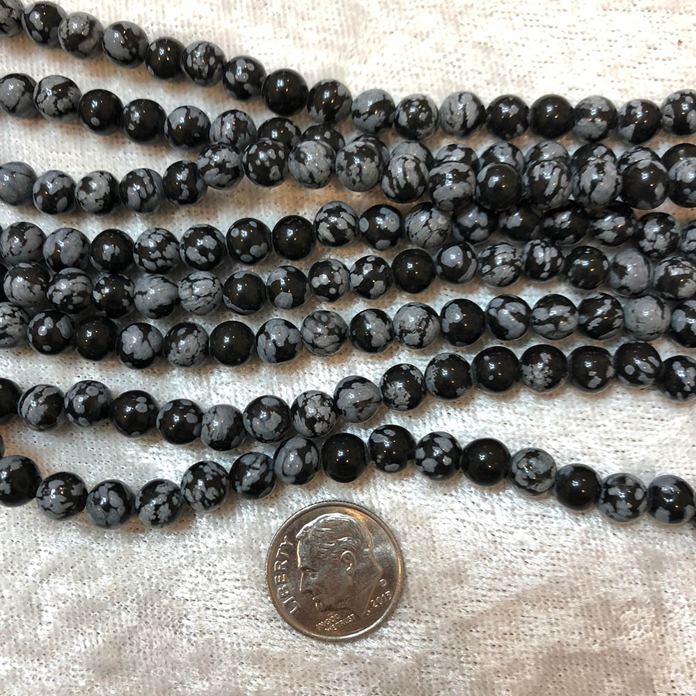 Snowflake Obsidian Medium Round Beads