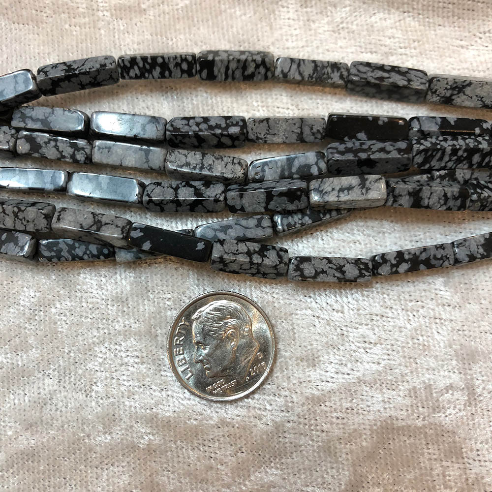 Snowflake Obsidian Rectangle Tube Beads