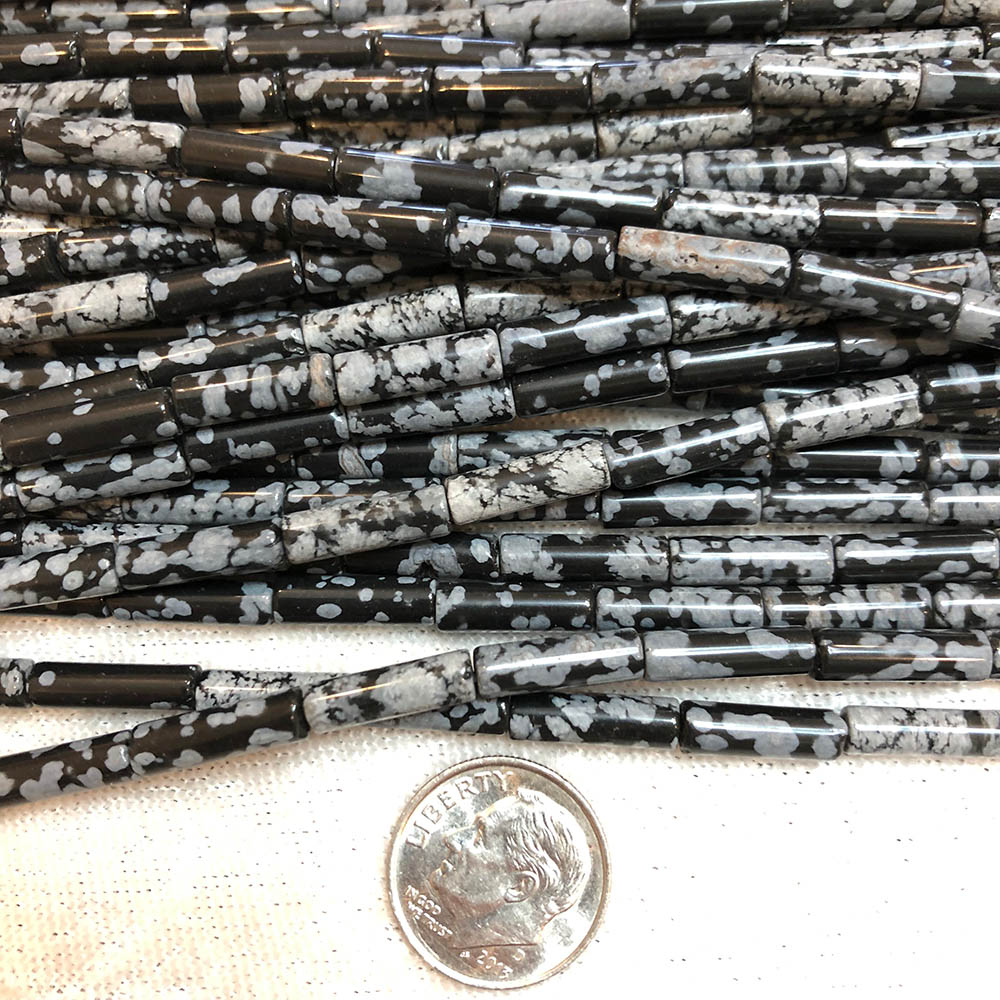 Snowflake Obsidian Tube Beads