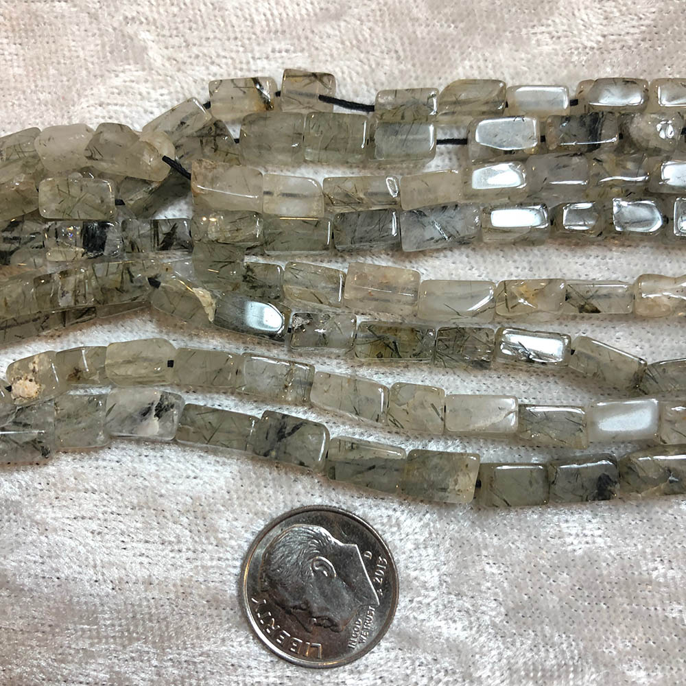 Tourmalated Quartz Small Rectangle Tube Beads