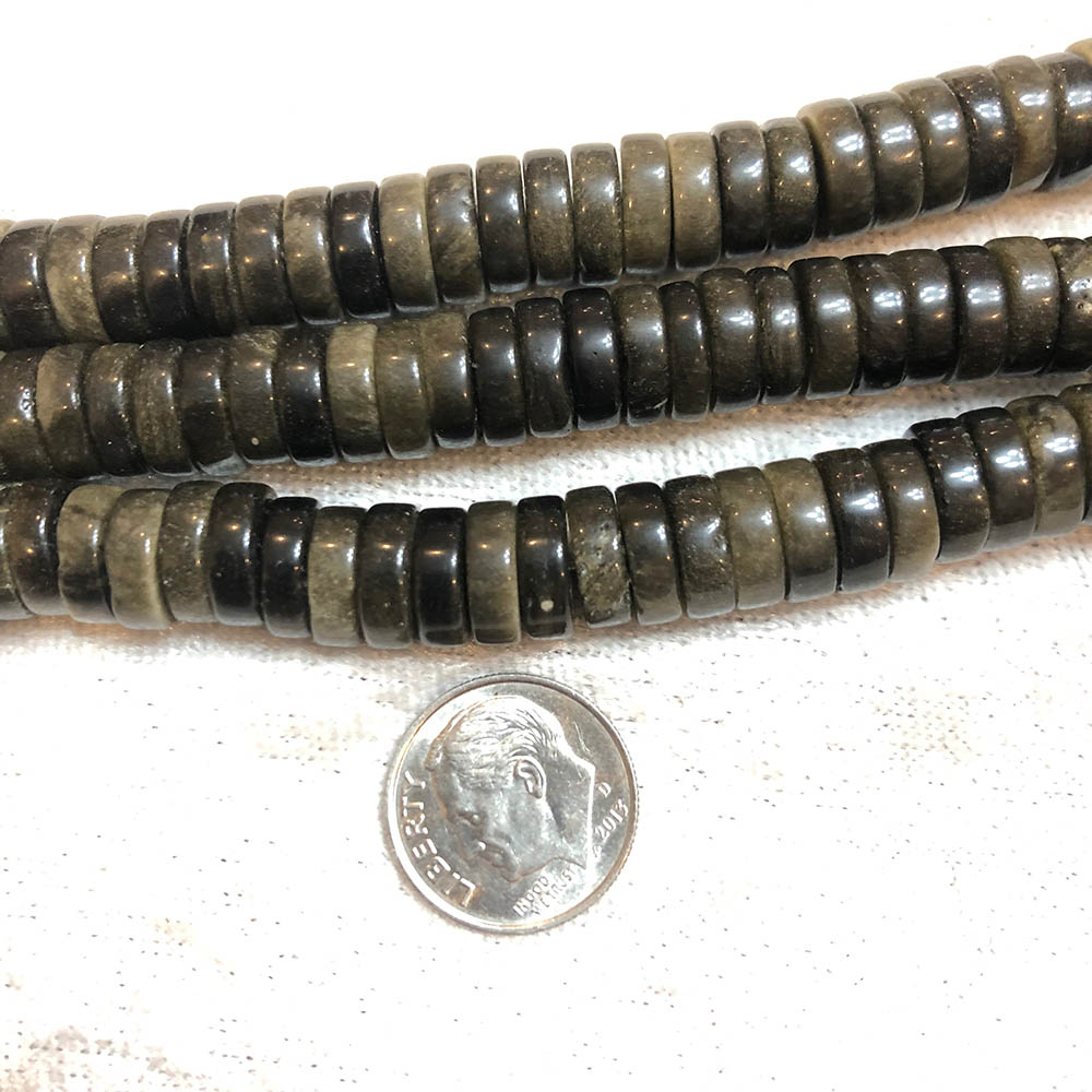 Large Dark Green Jade Heishi Beads