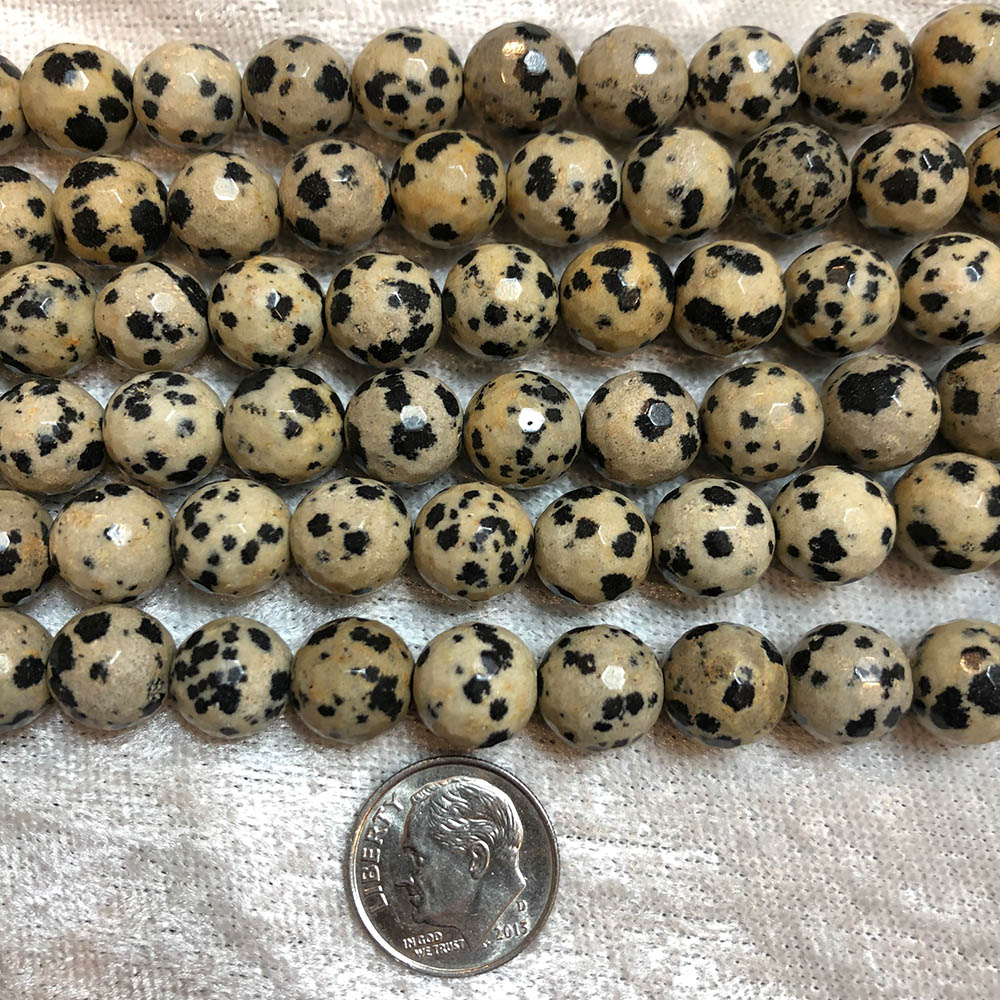 Dalmatian Jasper Faceted Medium Round Beads