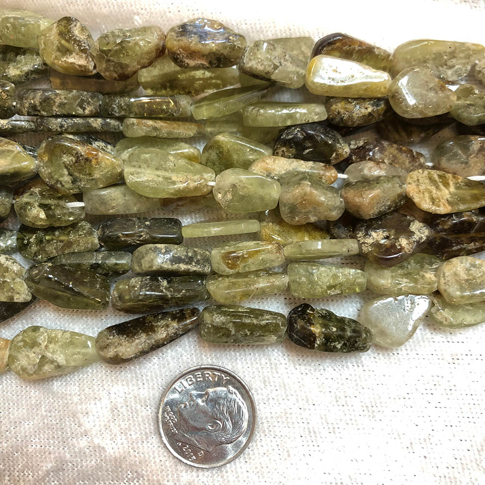 Green Garnet Flat Drop Shaped Beads