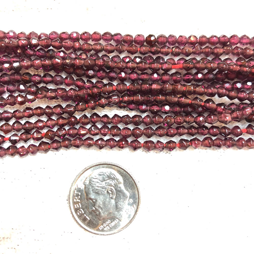 Small Red Garnet Faceted Round Beads