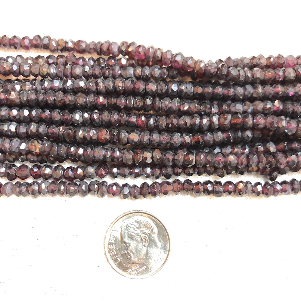 Small Red Garnet Faceted Rondelle Beads