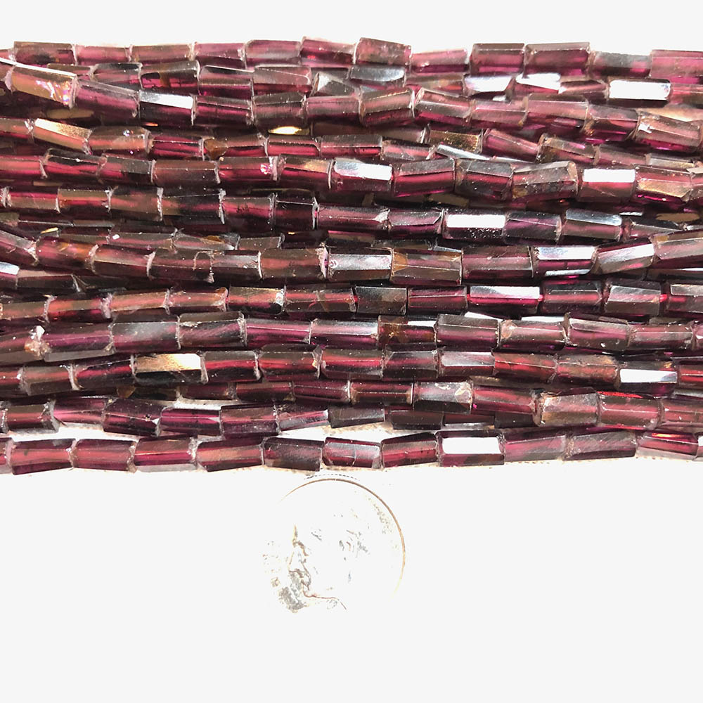 Medium Red Garnet Faceted Tube Beads