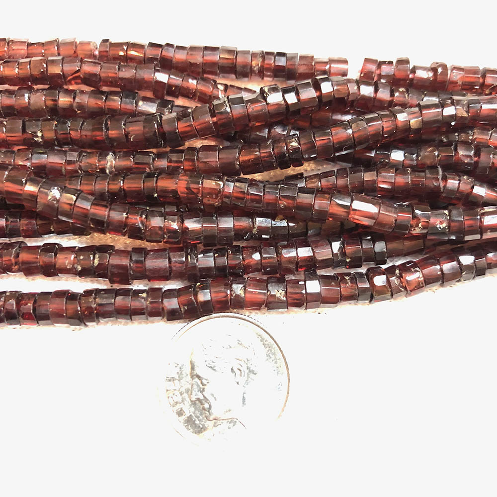 Small Red Garnet Faceted Heishi Beads