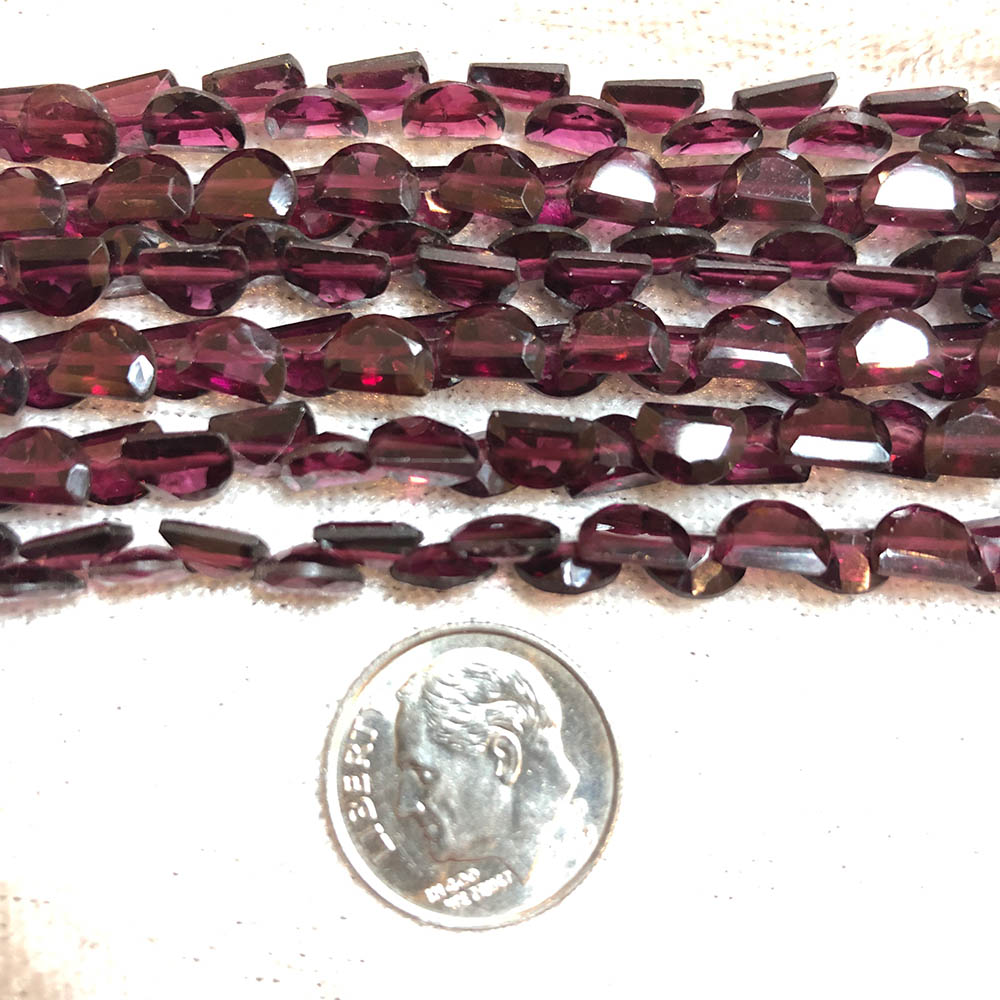 Small Red Garnet Faceted Half Moon Bottom Drilled Beads