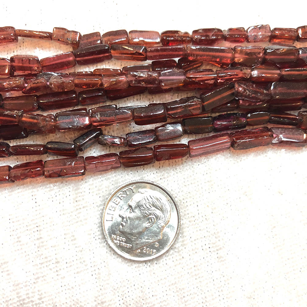 Red Garnet Flat Rectangle Tube Beads