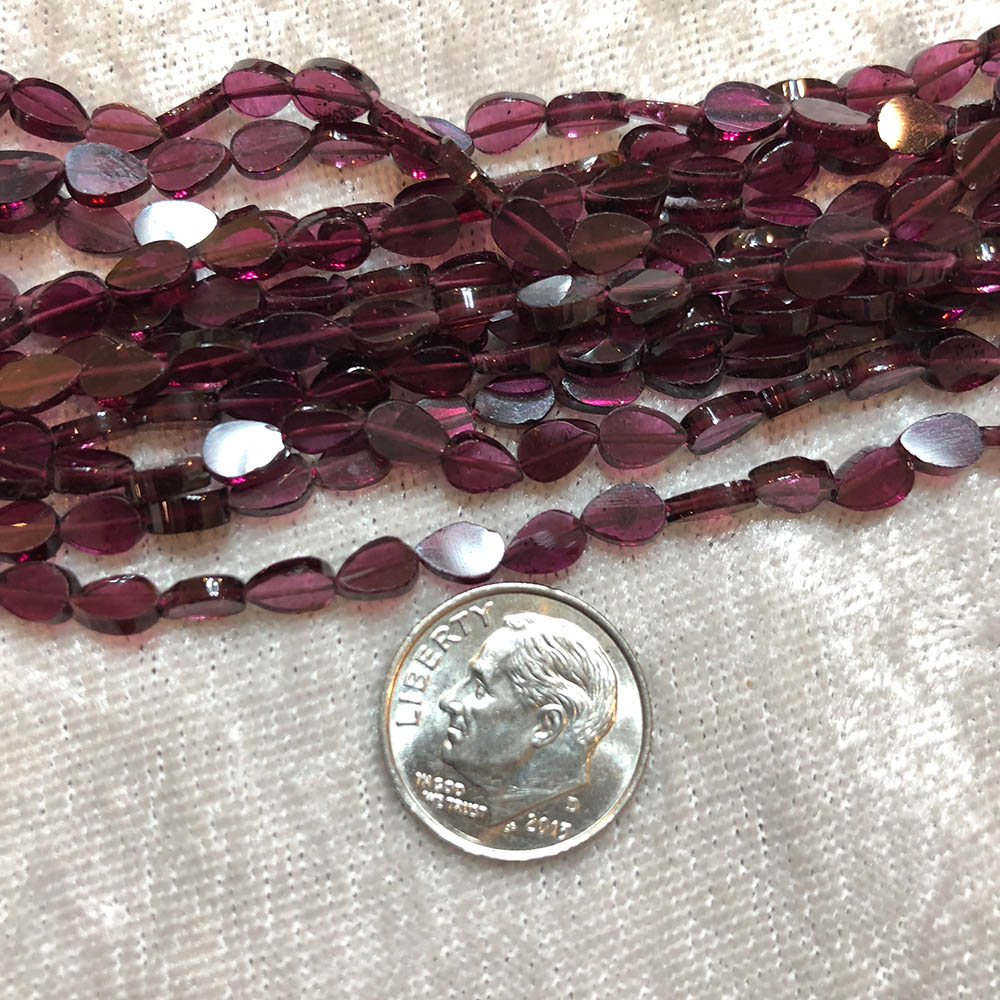 Small Red Garnet Flat Tear Drop Beads