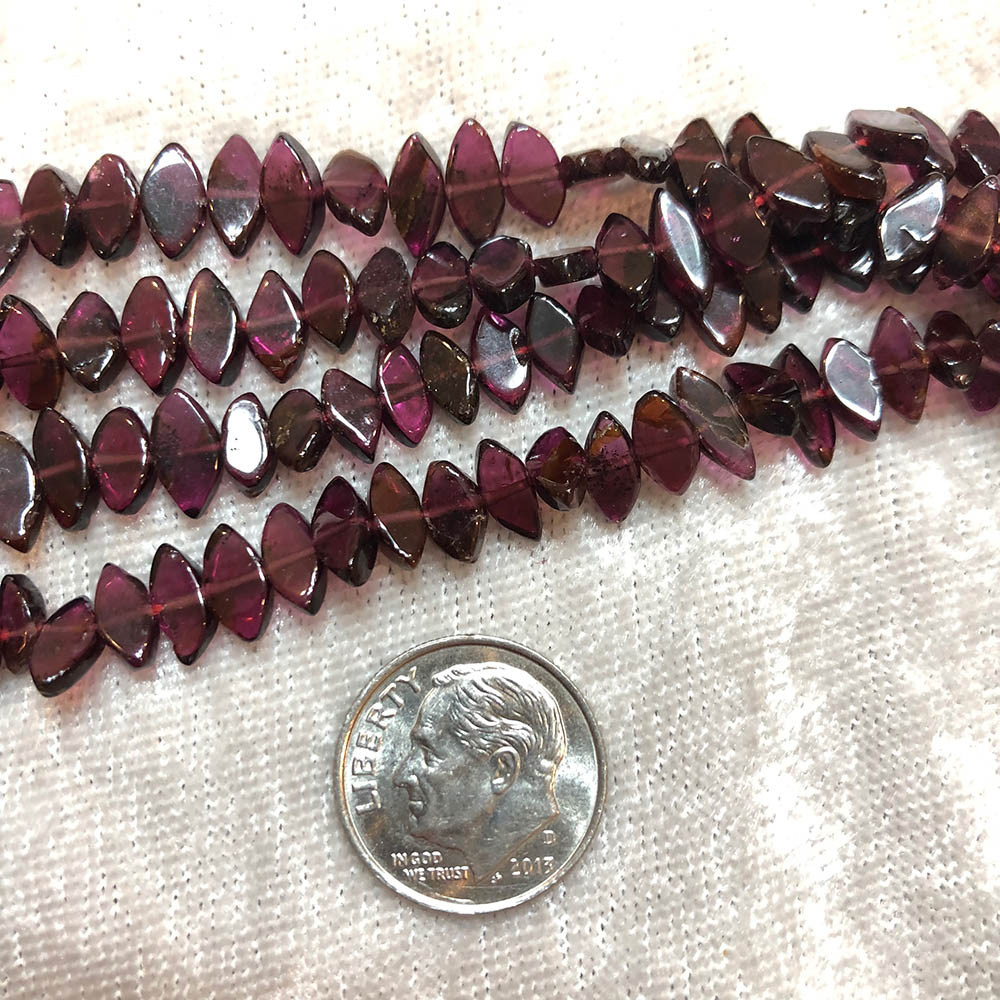 Small Red Garnet Side Drilled Flat Oval Beads