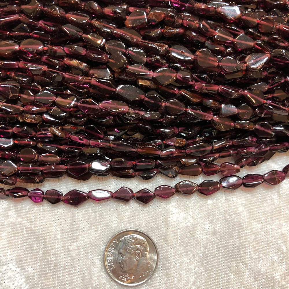 Small Red Garnet Flat Shaped Beads