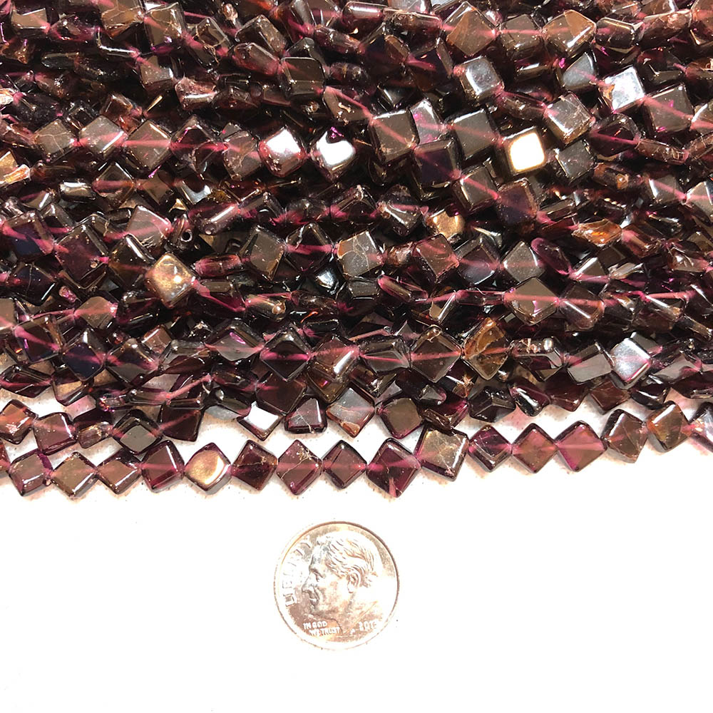 Small Red Garnet Flat Diamond Beads