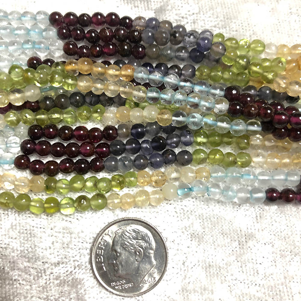 Small Multi Stone Amethyst Aquamarine Fluorite Round Beads